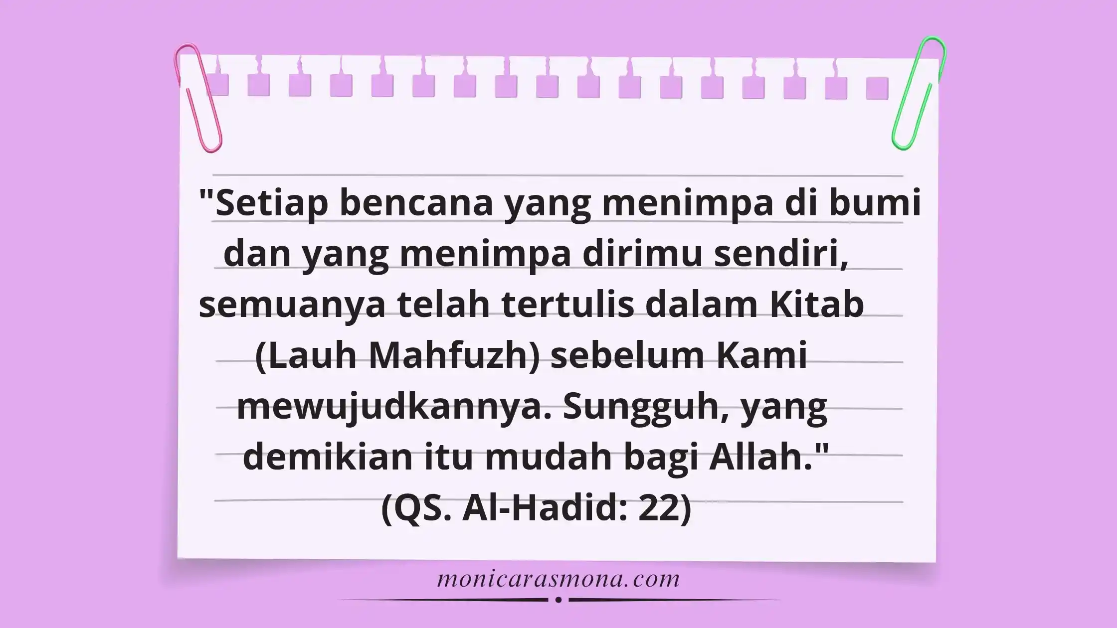 Terjemahan Q.S. Al-Hadid ayat 22