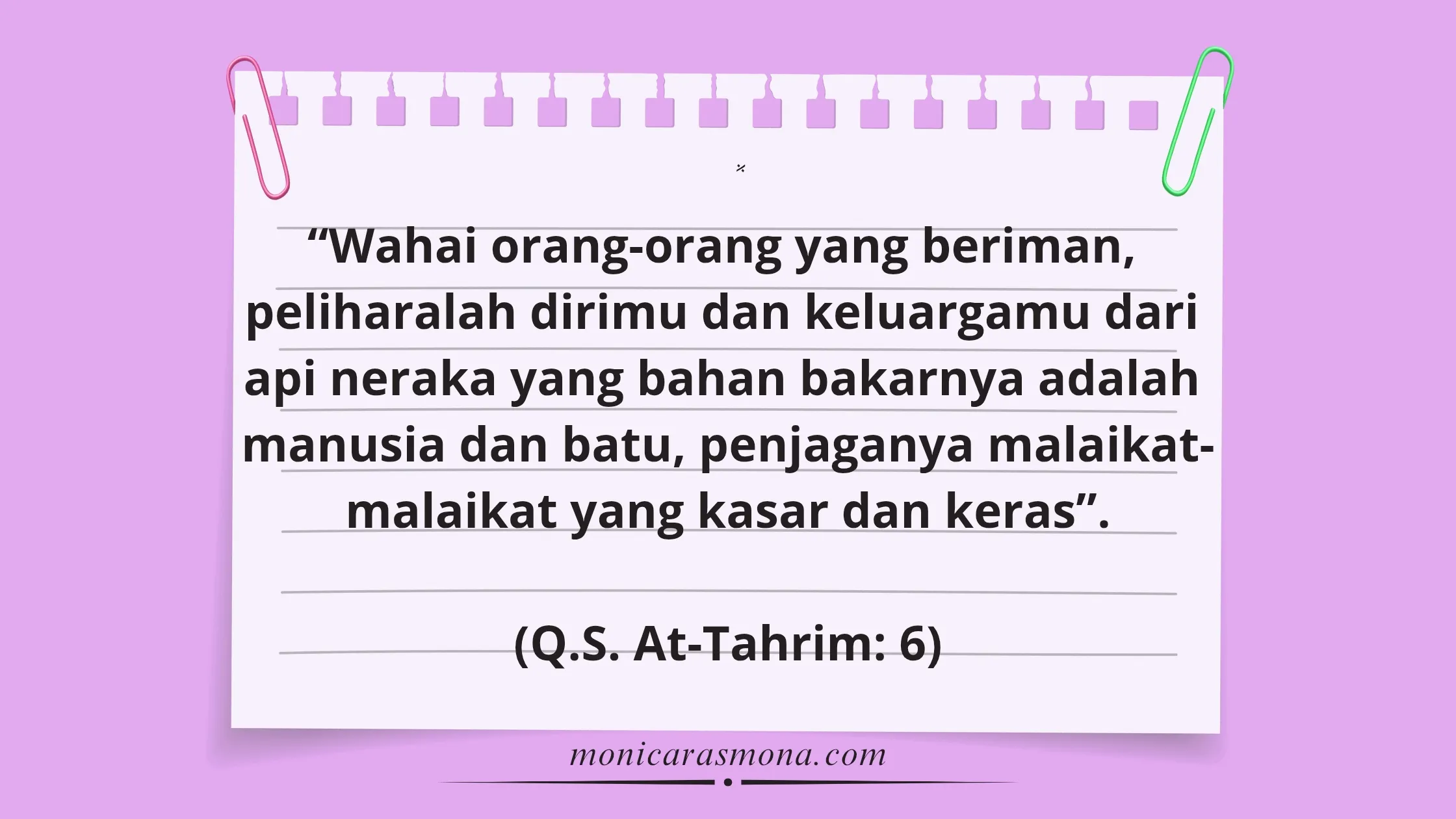 Terjemahan Q.S. At-Tahrim ayat 6
